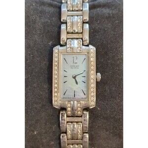 CITIZEN ECO-DRIVE G620 S019257 LADIES SS MOP DIAL CRYSTAL BEZEL BRACELET WATCH